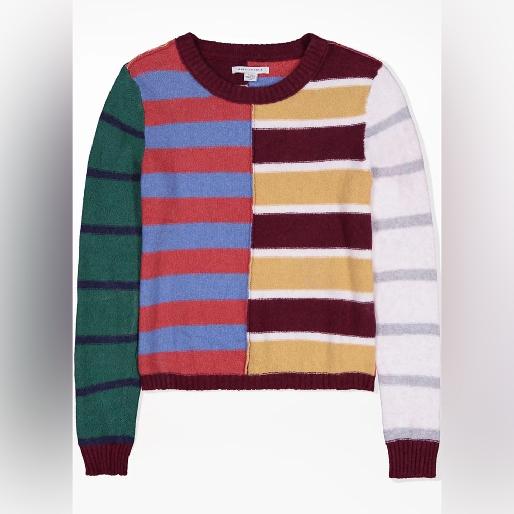 American Eagle Patchwork Crew Neck Sweater